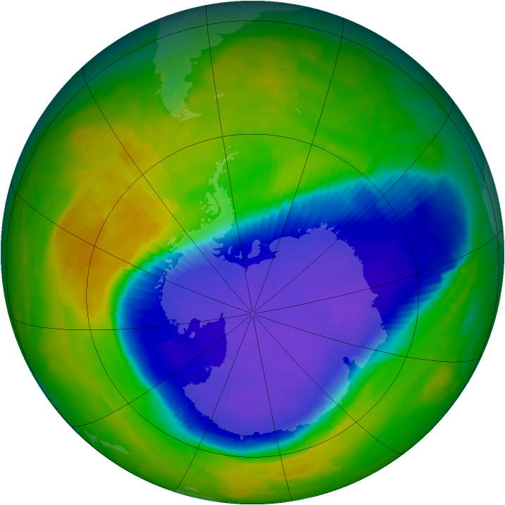 Antarctic ozone map for 27 October 1996